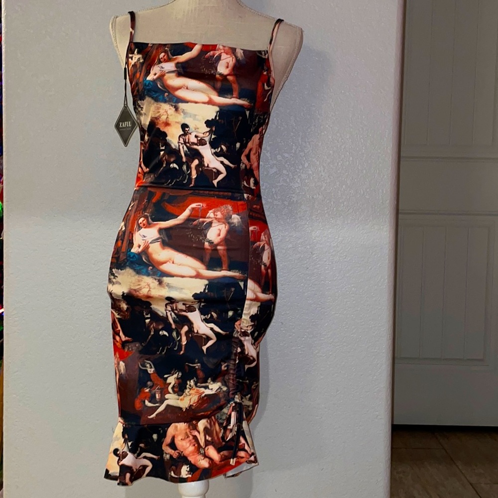ZAFUL Renaissance Print Mini Dress